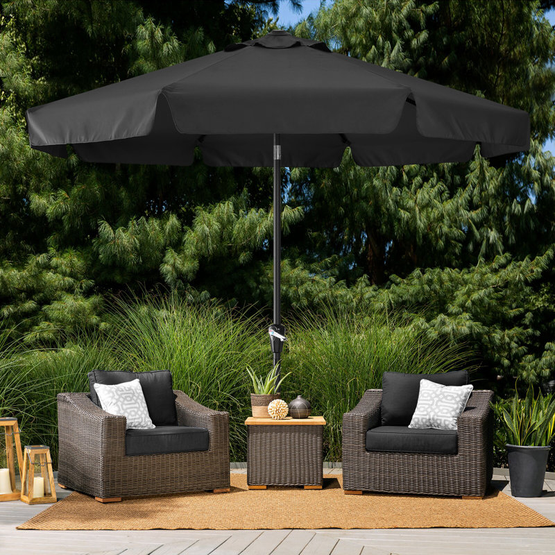Hobert 9' Market Umbrella, Black, 94.5" H x 106" W x 106" D