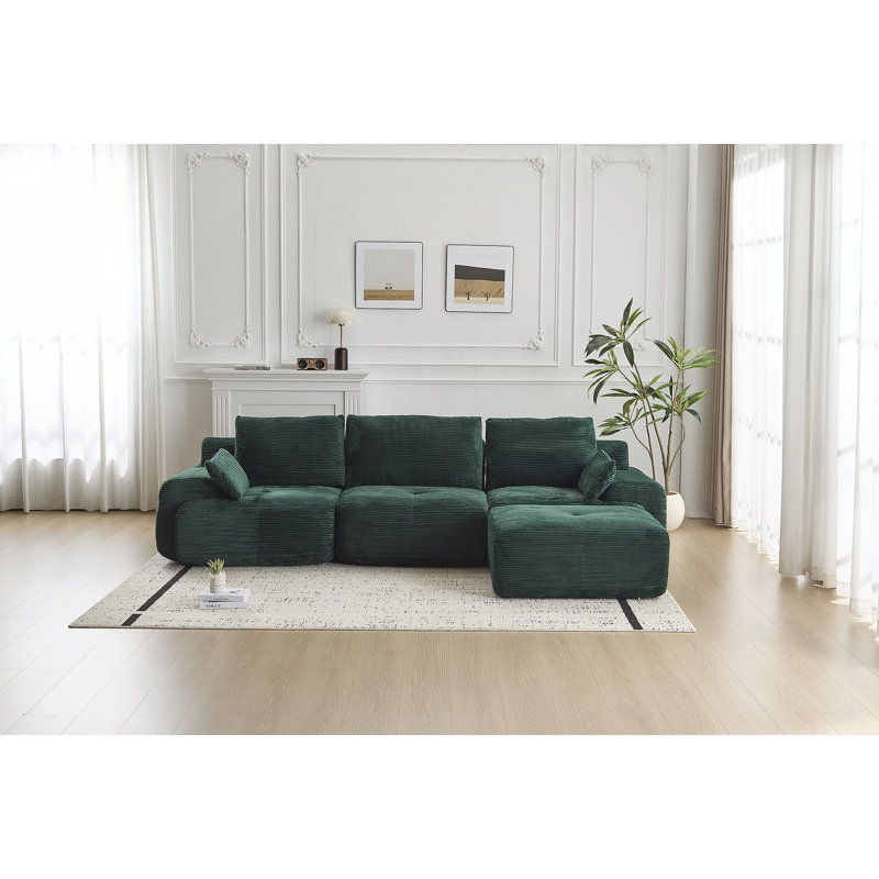 Canapé moderne en mousse à mémoire de forme compressée, grands canapés modulaires pour le salon, canapé modulaire Cloud pour animaux de compagnie, tissu en velours côtelé, causeuse très profonde, aucun assemblage requis, idéal pour plusieurs espaces