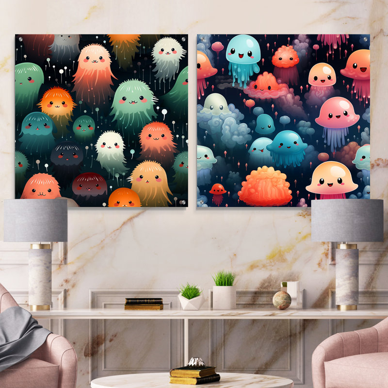 Ensemble de 2 papiers peints Slimy Jellyfish, H 36 po x l 73 po