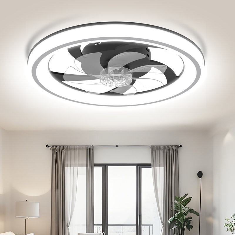 Ventilateur de plafond avec télécommande, température de couleur à 3 DEL, moteur CA silencieux à 6 vitesses, réglage de la minuterie, luminosité réglable