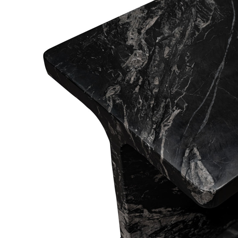 20" Black Marble Pedestal End Table