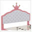Lit princesse pleine grandeur en similicuir avec tête de lit capitonnée, rose et crème-1773577216