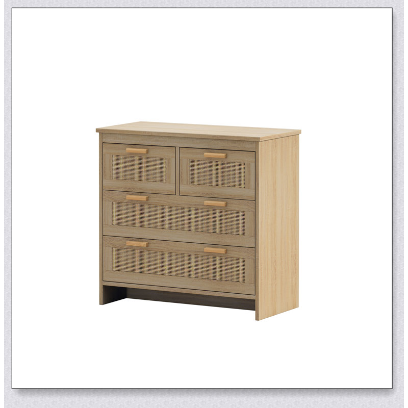 Armoire en rotin à 4 tiroirs à l'élégance naturelle et facile à assembler pour un rangement polyvalent
