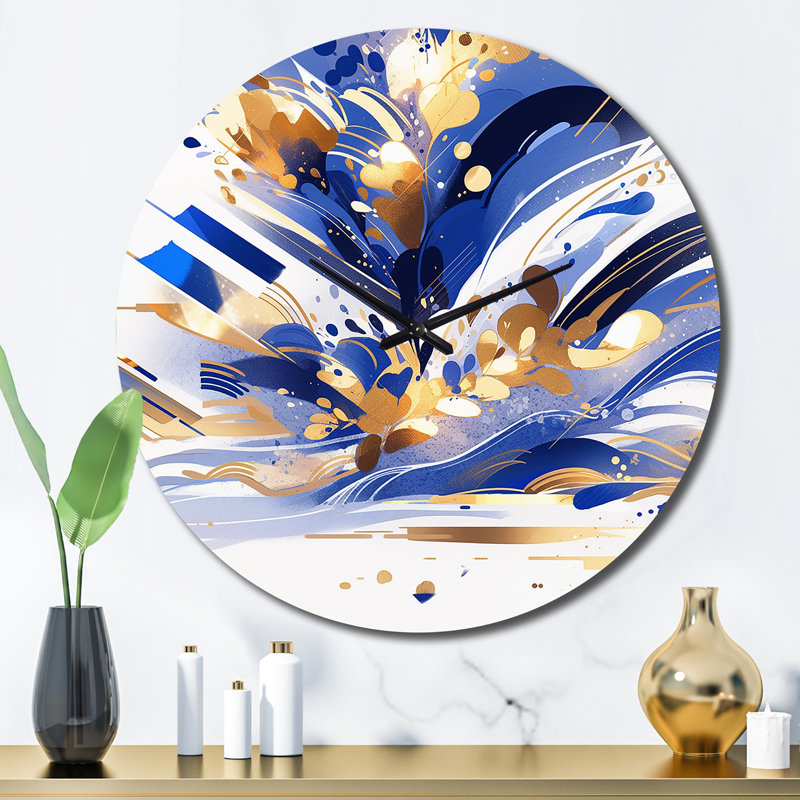 Horloge murale en métal bleu et blanc, Grand