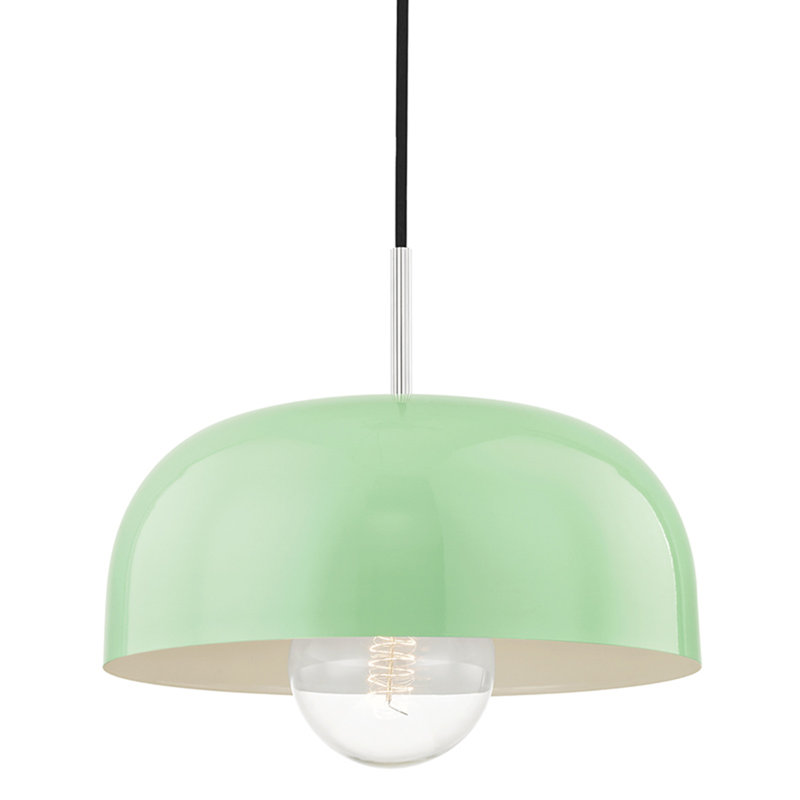 Luminaire suspendu 1 lumière Avery, H 5,75 po x l 14 po x P 14 po, Menthe, Nickel poli