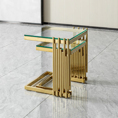 2 Piece cofee Table set with Tempered Glass top