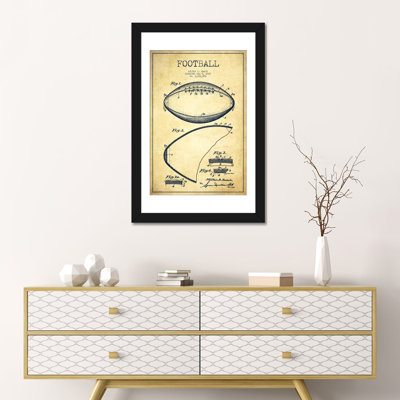 «Football Vintage Vernis Blueprint» - Reproduction de publicité sur toile tendue rétro
