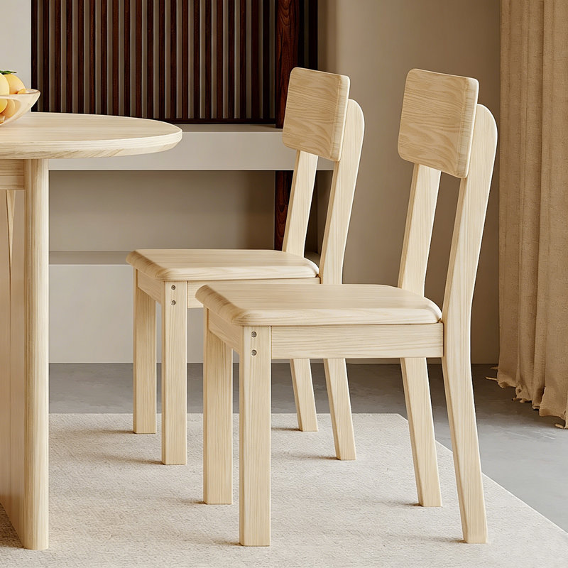 17.5" H Modern Solid Wood Dining Chair Side Chairs Set (Set of 2)