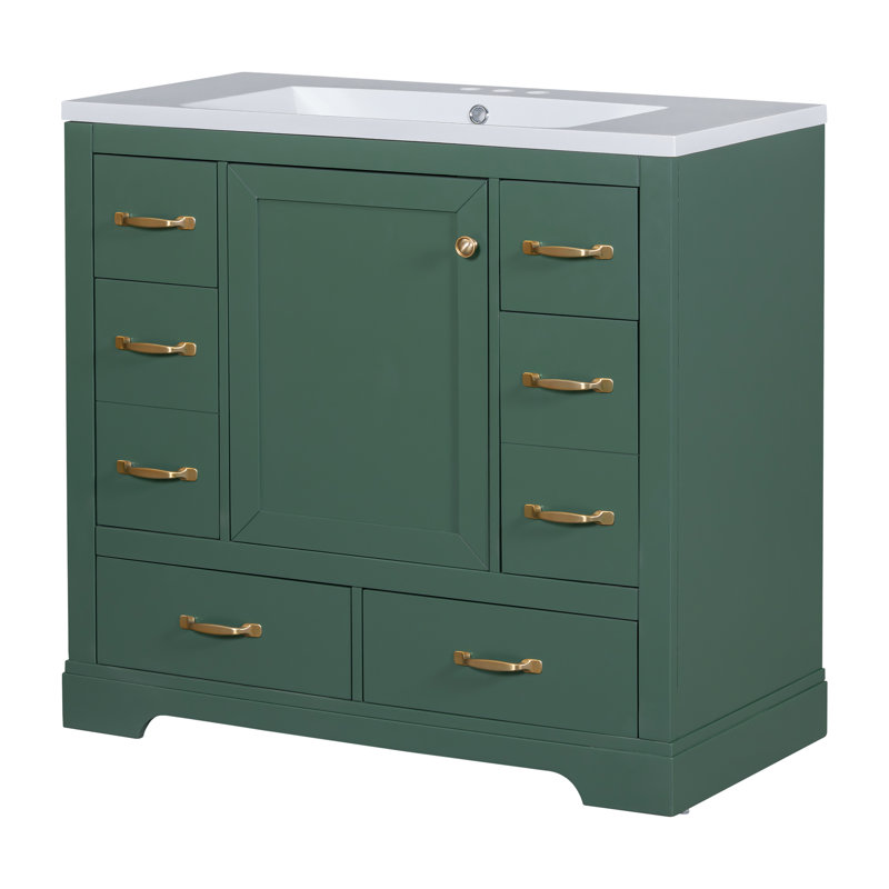 Base de meuble-lavabo 36 po avec lavabo, Vert