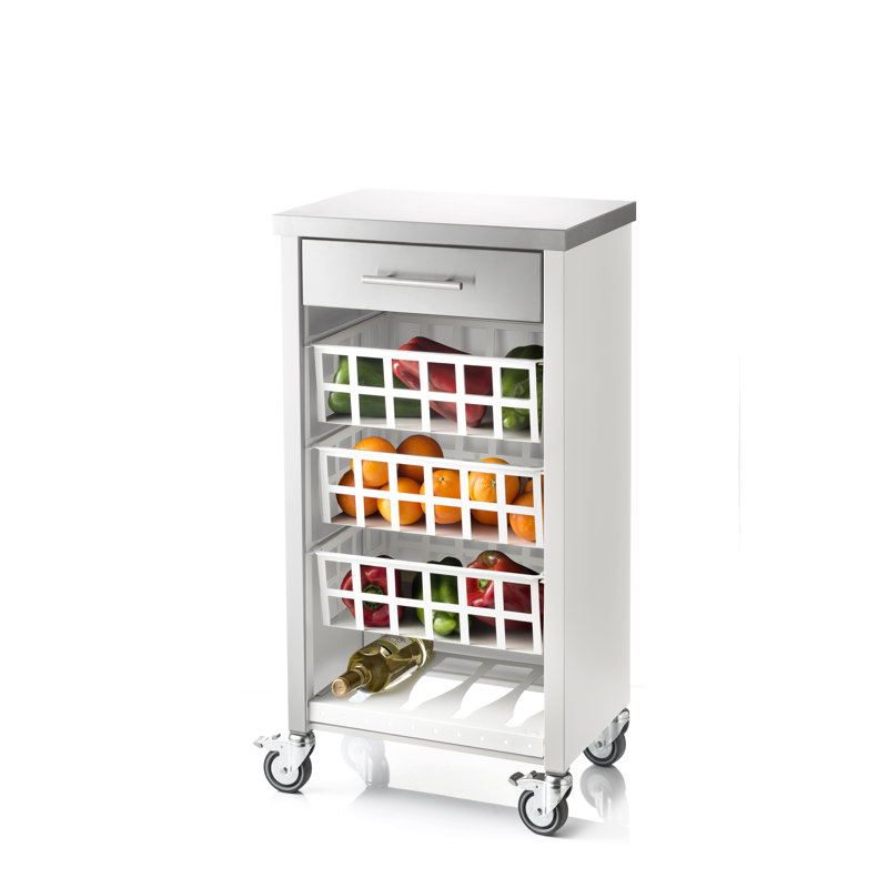 Kestin Kitchen Cart, Silver/White