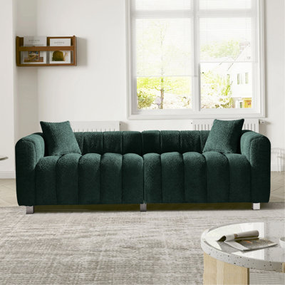 Causeuse 3 places 83,46 po en velours de qualité supérieure, canapé rembourré à bulles moderne avec pieds en métal et 2 coussins pour le salon, la chambre à coucher.