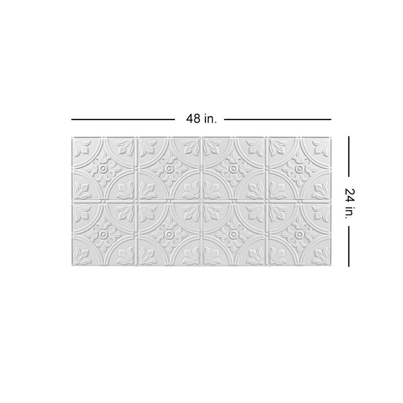 Boston 2ft. x 4ft. Glue-Up PVC Lite Ceiling Tile, White Matte