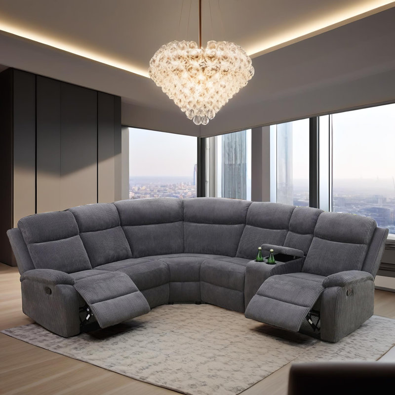 Ensemble de canapé modulaire inclinable Modo, Similicuir gris