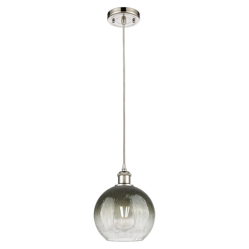 Mini luminaire suspendu à cordon 1 lumière 8 po Ballston - Brookhaven Globe, Ardoise, Nickel poli