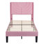 Structure de lit simple en velours avec tête de lit à oreilles, lit plateforme tapissier avec tête de lit capitonnée à oreilles, support de lattes en bois massif, aucun sommier requis, silencieux, rose-1786535625-1786535623