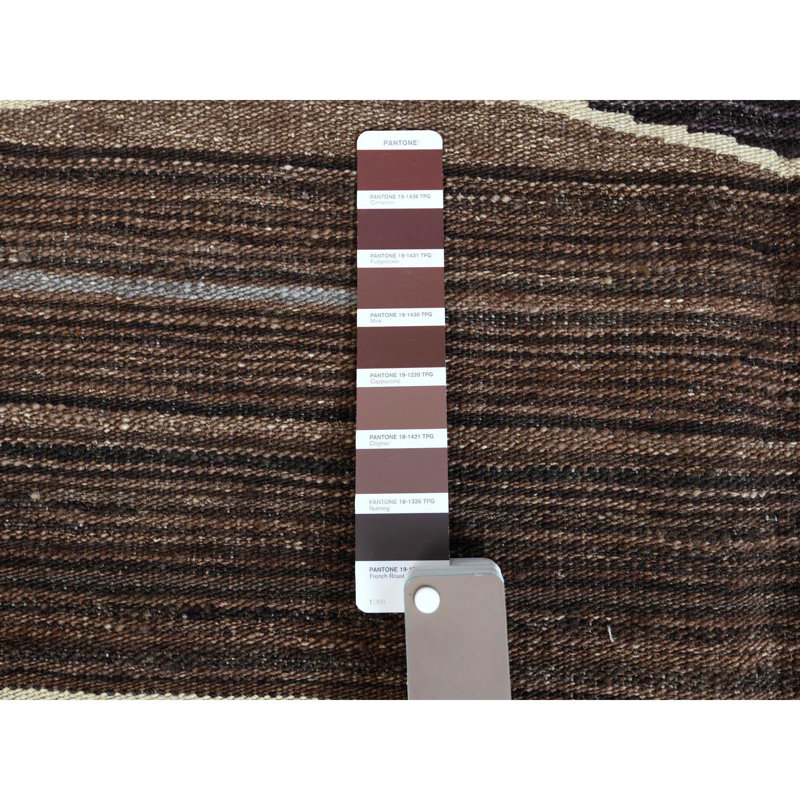 Tapis tissé à la main kilim 8 pi 3 po x 10 pi 2 po brun et bleu 528C69AA9B2A48D2A875B79692BF99F5
