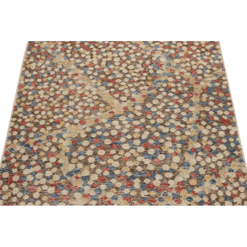 Distressed Homage Hand Knotted Wool Abstract Area Rug, Runner 3' x 10'