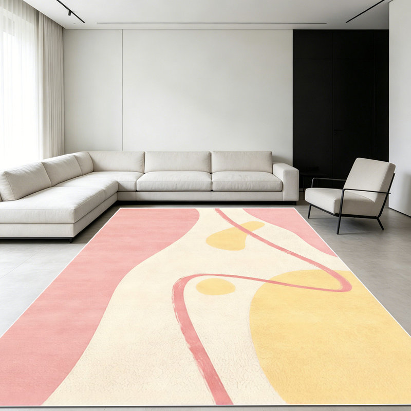 1PC Pastel Abstract Wavy Line Print area rugs for Living Room, Soft and Comfortable, Suitable for all seasons, easy-to-maintain, machine washable Indoor floor mat, Under Table Farmhouse suitable for dining table, bedroom, entryway, home office,...