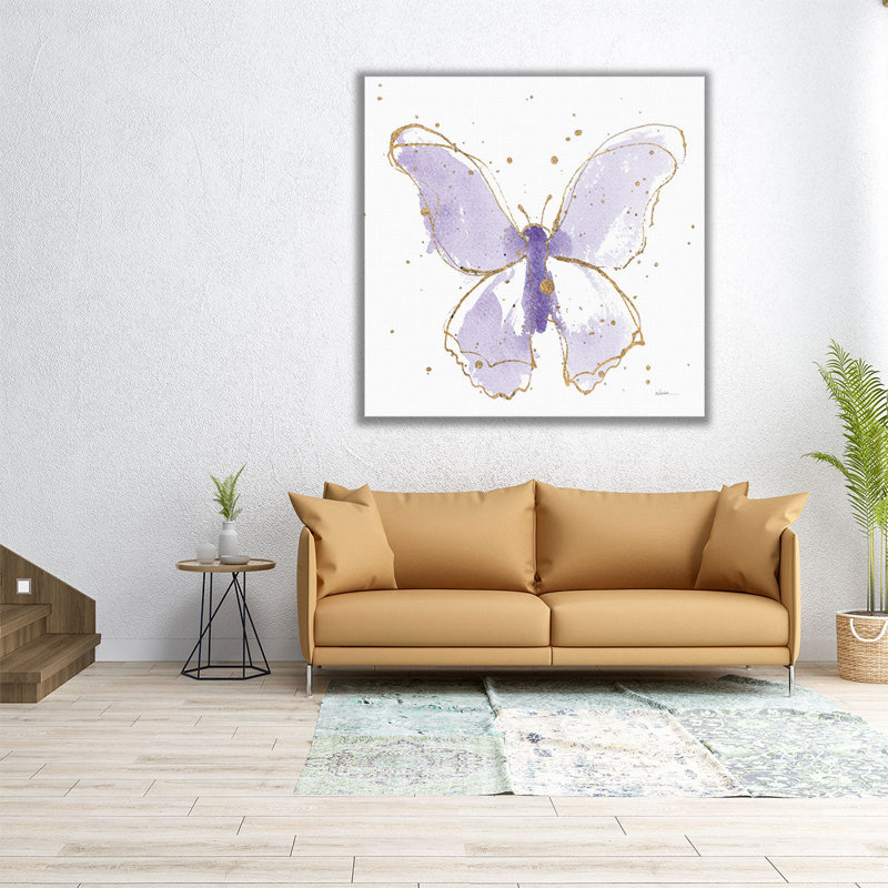 «Gilded Butterflies II», reproduction d'art sur toile, H 16 po x l 16 po