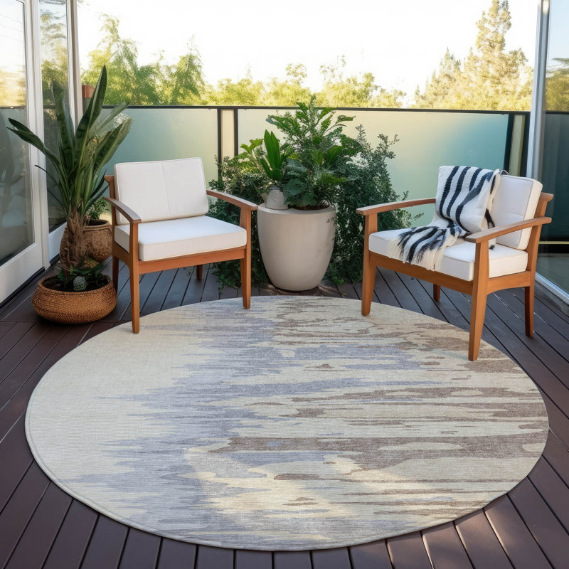 Tapis intérieur / extérieur lavable à la machine Chayden ACN1050, Rond 8 pi