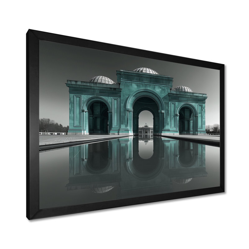 Photo de monument Taj Mahal vert et gris, H 12 po x l 20 po, Cadre simple noir