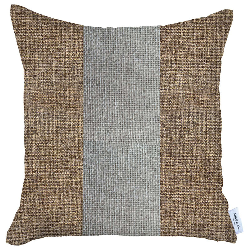 Handmade Brown and Ivory Jacquard Square Throw Pillow