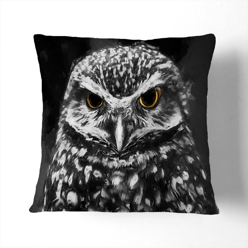 Little Owl Cushion with Filling, Black, 55cm H x 55cm W x 20cm D