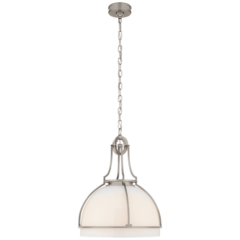 Gracie Large Dome Pendant by Chapman & Myers, Antique Nickel, White