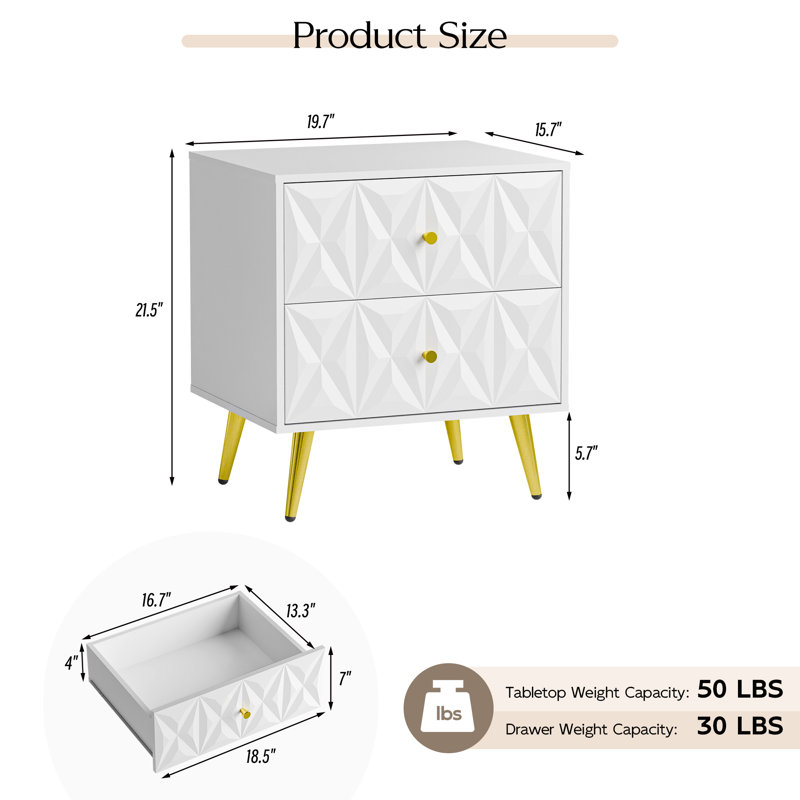 Ensemble de 2 tables de chevet blanches