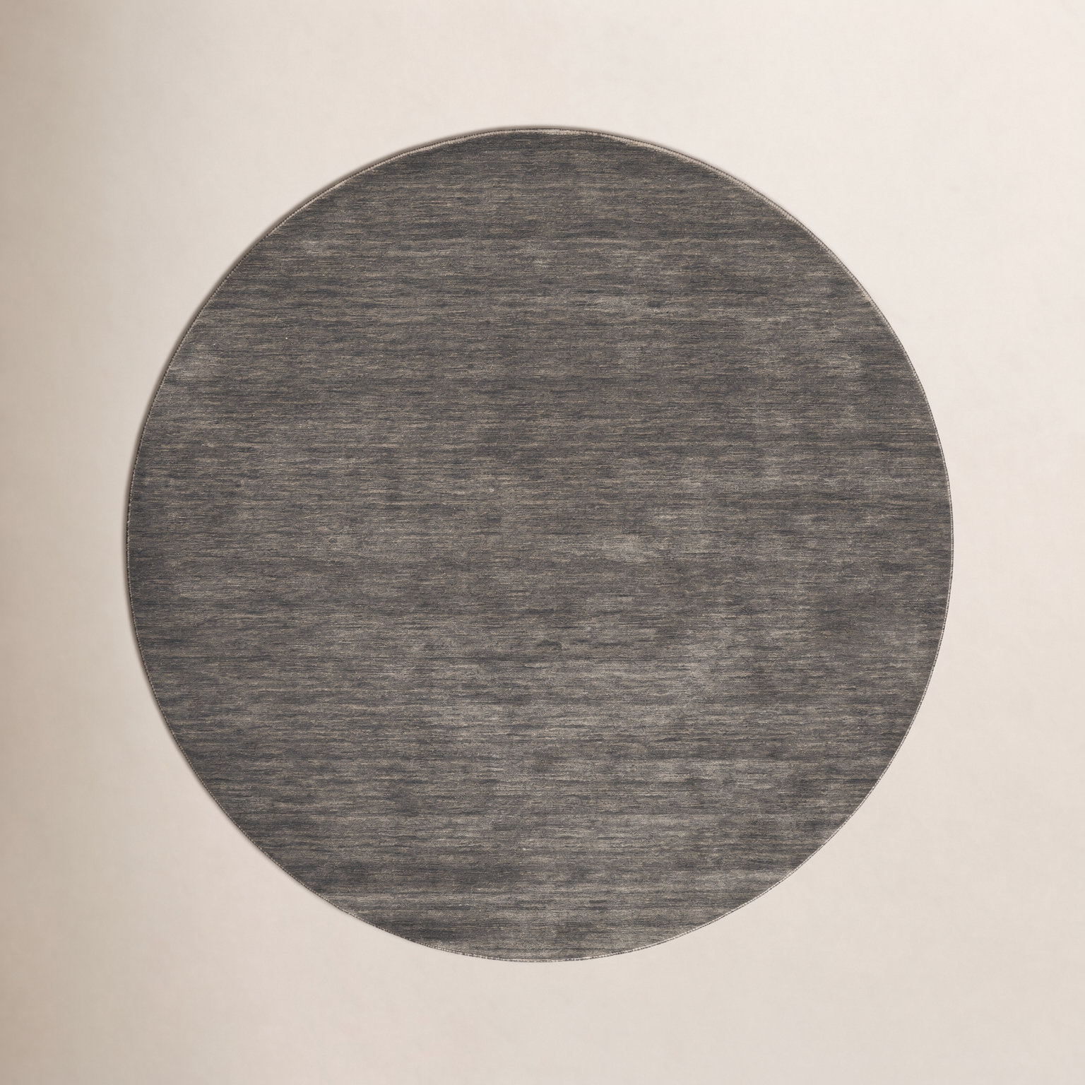 Lineville Dark Gray Hand-Woven Wool Rug, Round 10'