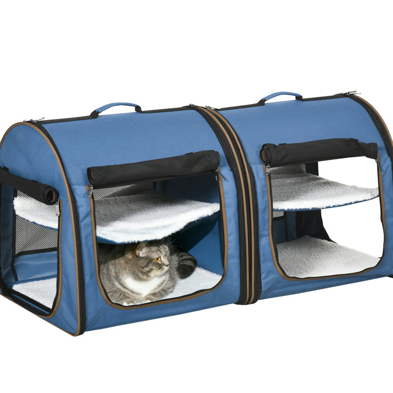 Sac de transport pour animaux 39 po, bleu, avec et plus d'espace de rangement. Sac de transport portatif bleu. Fabriqué à l'aide de tissu et de filet. Pliable et facile à transporter. Rembourrage intérieur confortable. Deux points d'entrée à fermeture à glissière.