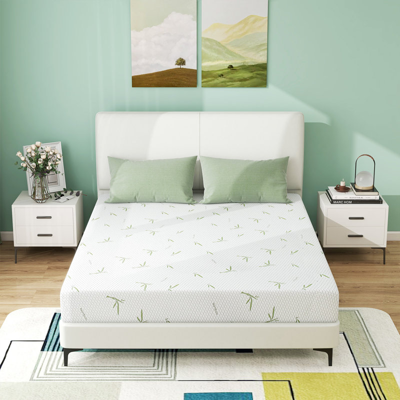 Mattress,10 Inch Memory Foam Mattress In A Box For Kids With Breathable Rayon From Bamboo Cover,Medium Firm Green Tea Gel Mattress For Bunk Bed, Trundle Bed