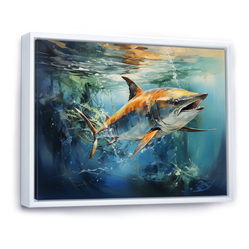 «Fishing Majestic Marlins IV», reproduction, H 24 po x l 32 po x P 1 po, Cadre flottant blanc