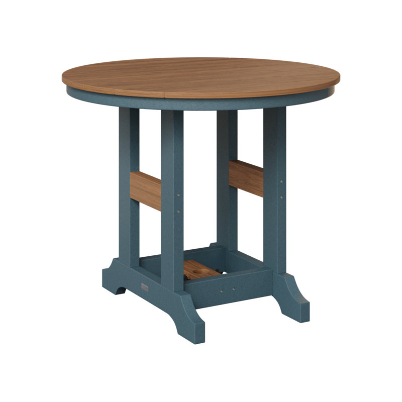 Garden Classic Outdoor Round Dining Table, Antique Mahogany, Slate