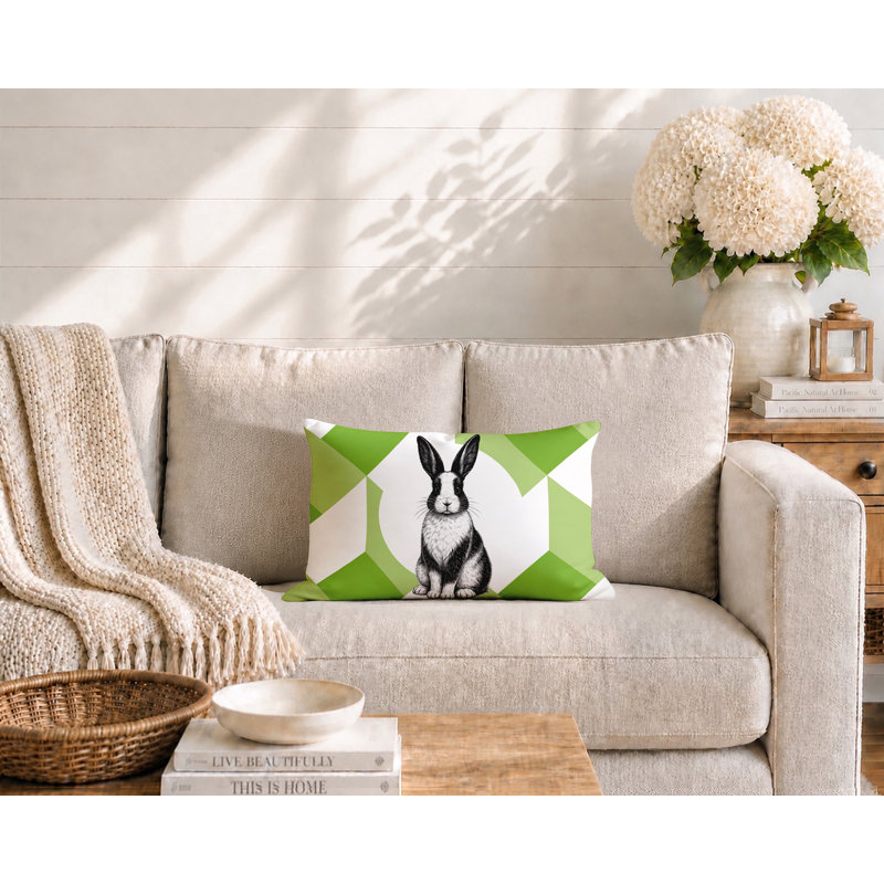 Oreiller réversible intérieur / extérieur Rabbit, 25x18, Spring Green