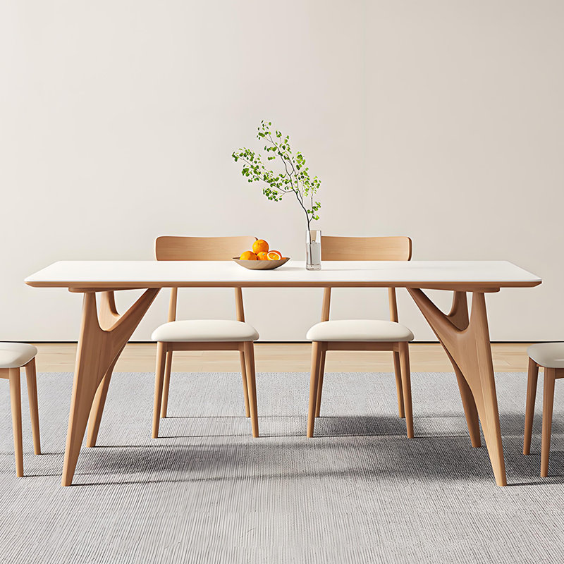 Ensemble de salle à manger en bois de frêne ardoise ultrabrillant, 29.9"H x 70.9"L x 35.4"W