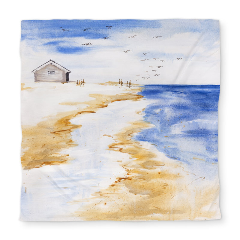Beach House Blue Waves Queen Duvet Cover - Home Decor