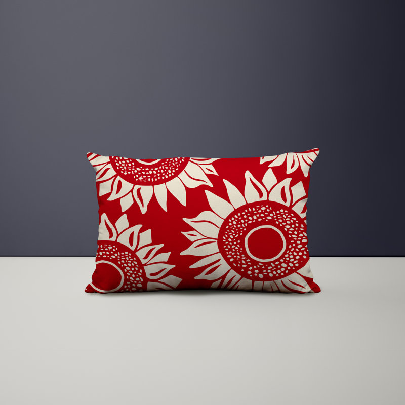 Polyester/Polyester Blend Lumbar Rectangular Indoor/Outdoor Pillow Cover & Insert, Red