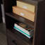 Bureau de coin en bois avec tiroir classeur, brun