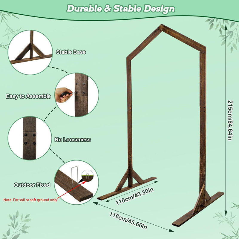 116cm W x 110cm D Solid Wood Arbour in Brown