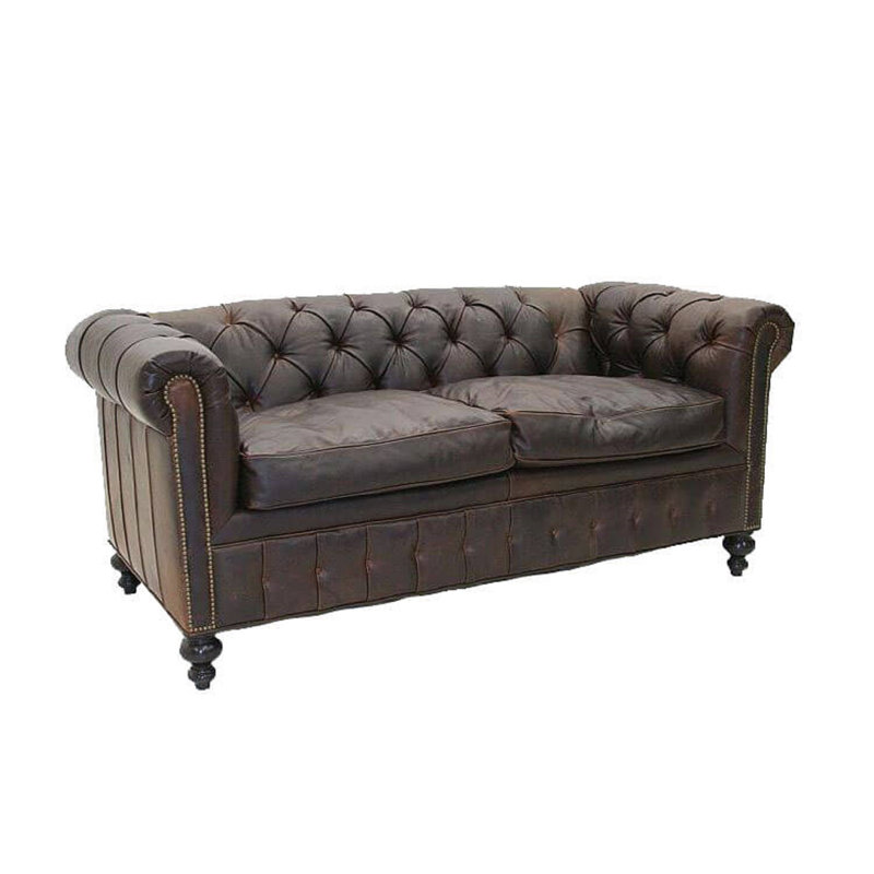 Leather Sofa, Hair Hide Black/White, Brushy Bayou, Old Gold E