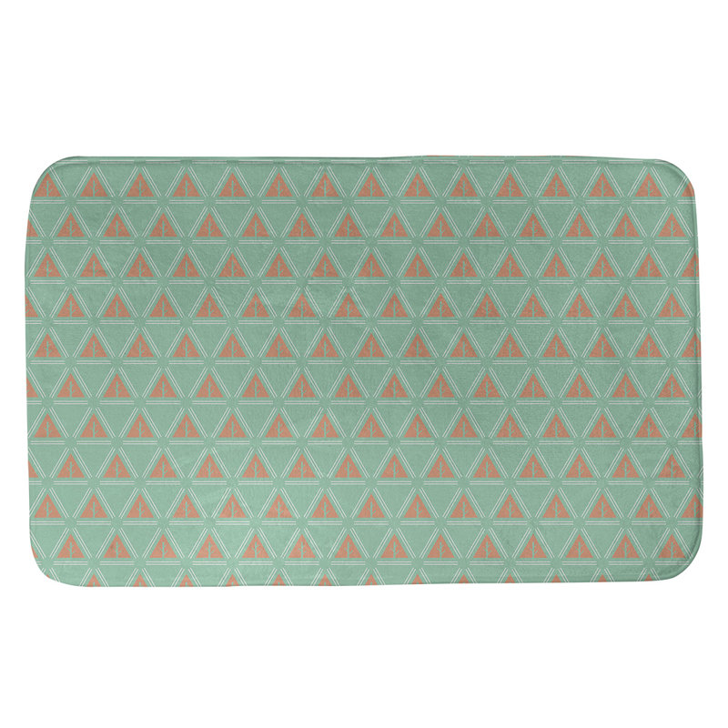 Tapis pour salle de bain à arbres minimalistes Barbra, l 21 po x L 34 po, Vert / Orange