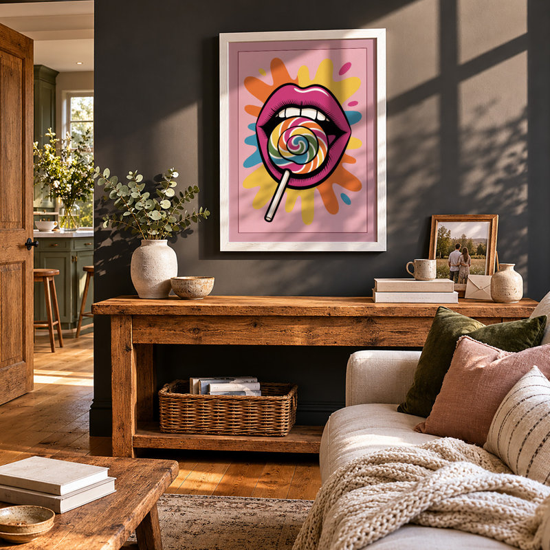 Playful Pop Mouth Pop Art - Print, A3 - 42.0 x 29.7 cm, White