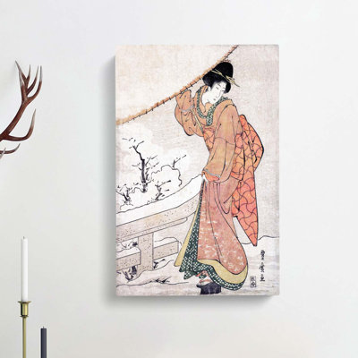 Woman in a Snow Storm by Utagawa Toyohiro - Wrapped Canvas Painting Print
