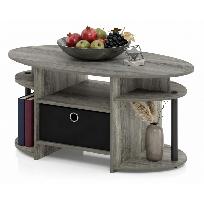  Table de salon moderne simple JAYA, H 16,4 po x l 35,4 po x P 19,7 po, Chêne français / noir / noir / ne s'applique pas