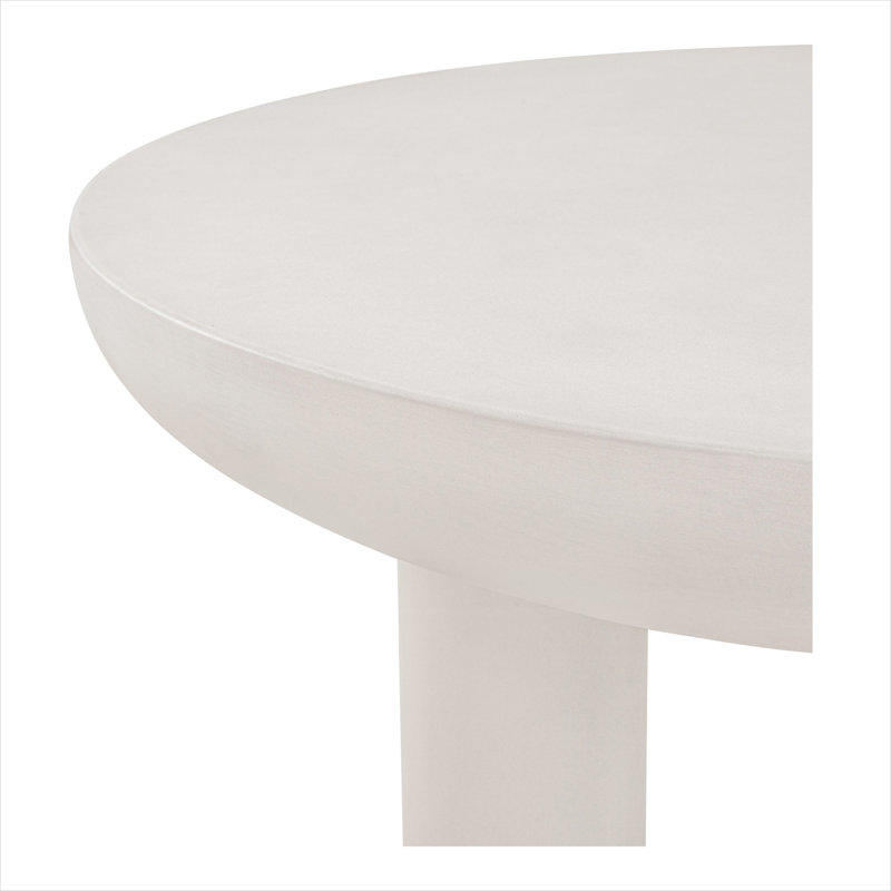 Table basse ronde avec plateau en béton de couleur beige, piédestal d'intérieur / extérieur durable, 35,4 pouces