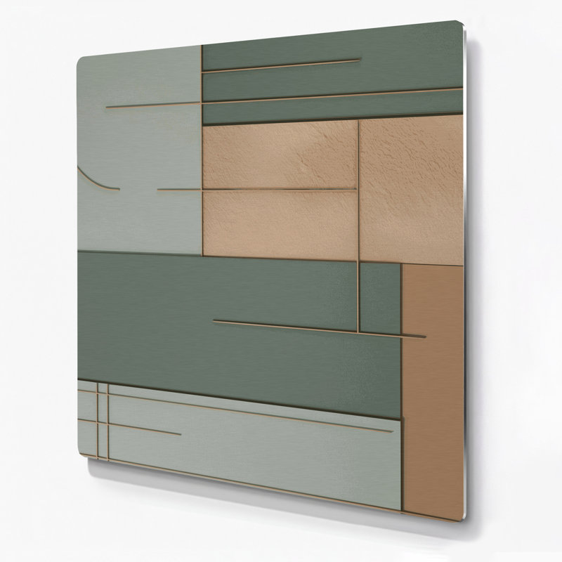 Minimalisme 56, art mural en métal beige, H 16 po x l 16 po