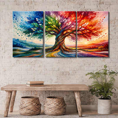 Rainbow Tree of Life, ensemble de 3 toiles colorées
