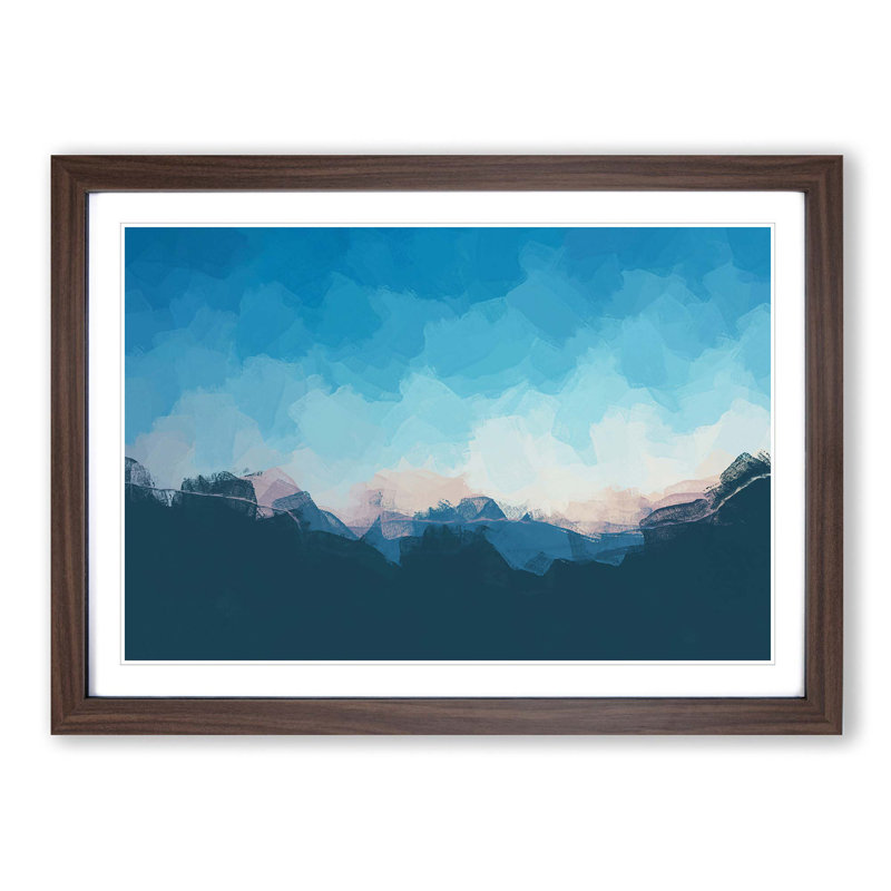 Over the Mountains in Abstract - Picture Frame Graphic Art Print, Walnut Framed, 27cm H x 36cm W x 2cm D