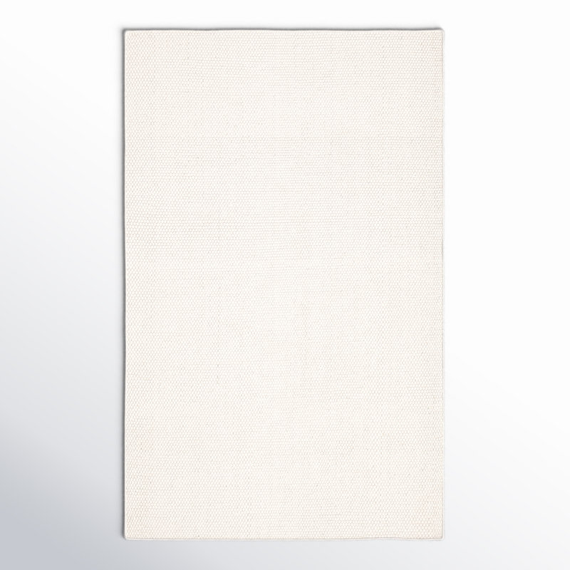 Ivory Hand Tufted Wool Rectangular Area Rug, 3' x 5'